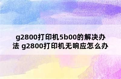 g2800打印机5b00的解决办法 g2800打印机无响应怎么办